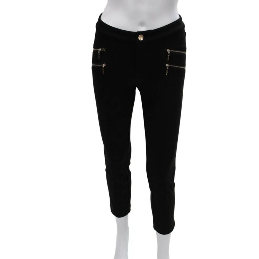 Grayse Women Cropped Black Polyester Pants Button Closure 25 Inseam Size 2XS